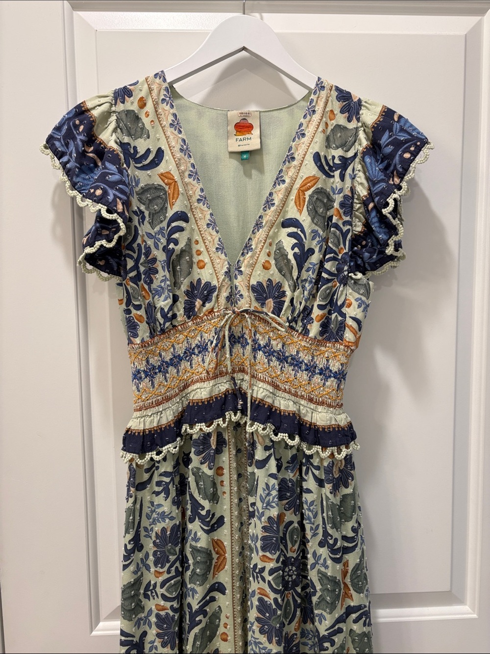 Farm Rio Ocean Tapestry Maxi Dress | Size M | Green Floral | Cotton - Picture 8 of 16